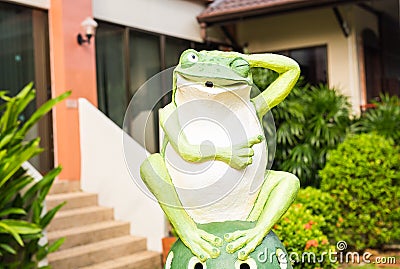 Outdoor Garden Decoration Statue, Frog Stock Photo