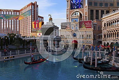 Outdoor Gondolas at Venetian Las Vegas Editorial Stock Photo