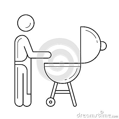 Outdoor grill vector line icon. Vector Illustration