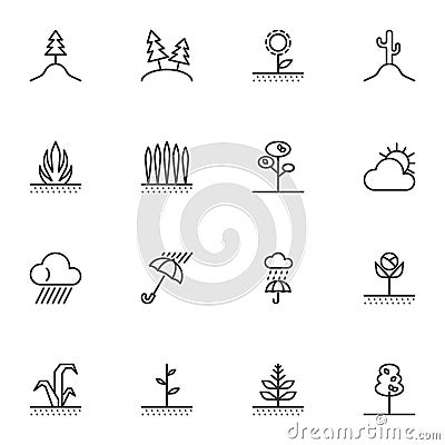 Outdoor line icons set Vector Illustration