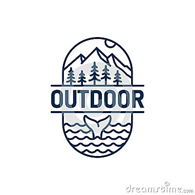 Outdoor Line Logo Design Template Vector Illustration