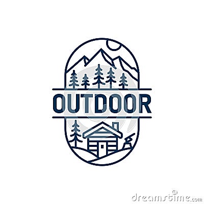 Outdoor Line Logo Design Template Vector Illustration