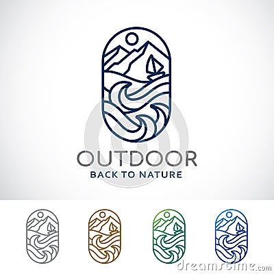 Outdoor Line Logo Design Template Vector Illustration