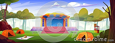 Outdoor music concert stage in public park vector Vector Illustration