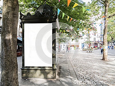 Outdoor newspaper kiosk advertisement billboard mockup Stock Photo