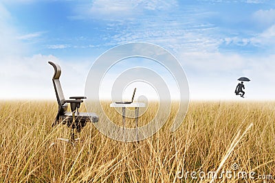 Outdoor office with success businessman dancing Stock Photo