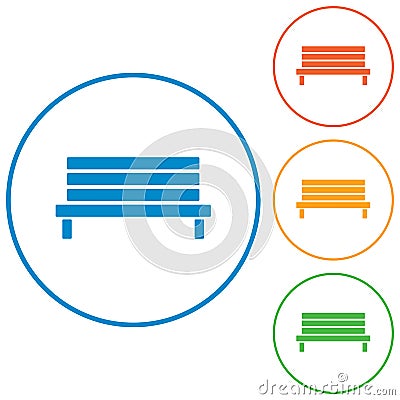 Outdoor park wooden bench icon Vector Illustration