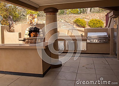 Outdoor party kitchen Stock Photo