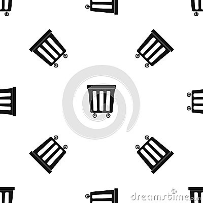 Outdoor plastic trash can pattern seamless black Vector Illustration