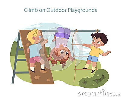 Outdoor Playtime concept. Vector Illustration