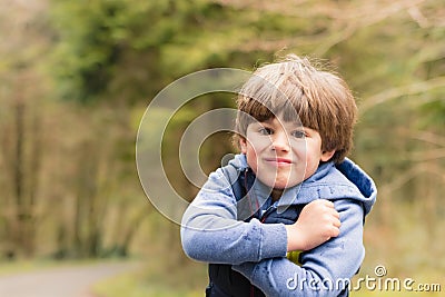 Outdoor portrait of cute young boy Stock Photo