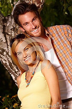 Outdoor portrait of happy loving couple Stock Photo