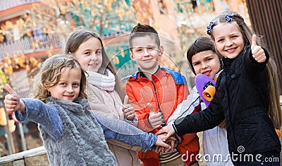 Outdoor portrait of junior school kids Stock Photo