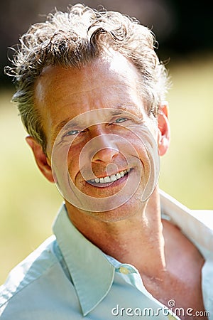 Outdoor Portrait Of Middle Aged Man Stock Photo