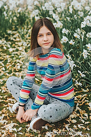 Outdoor portrait of young preteen girl Stock Photo