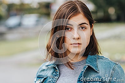 Outdoor portrait of young teenage 16 year old girl Stock Photo