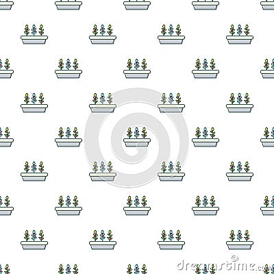 Outdoor potted plants pattern seamless Vector Illustration