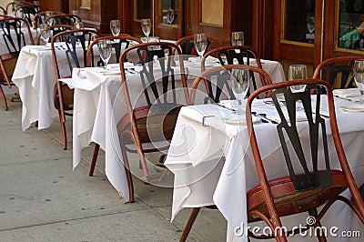 Outdoor restaurant sitting Stock Photo