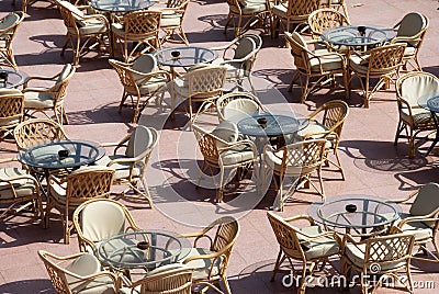 Outdoor restaurant - the tables Stock Photo