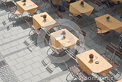 Outdoor Restaurant Tables Stock Photo