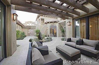 Outdoor Room Of Modern Home Stock Photo