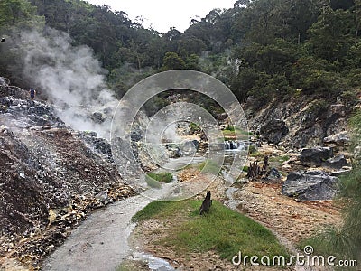 Outdoor scenery during day time at Tangkuban perahu. Editorial Stock Photo