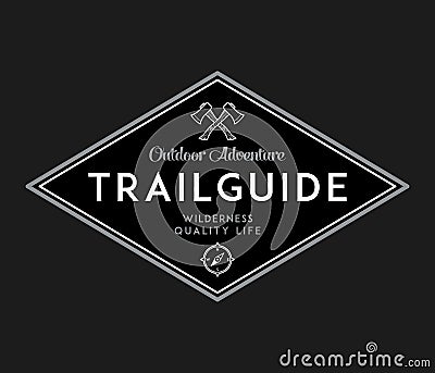 Outdoor scouting trail guide white on black Cartoon Illustration