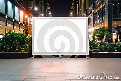 Outdoor shopping mall advertising billboard, large video promotion LED blank screen in public space area Stock Photo