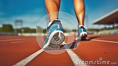 Outdoor Shot of Runner's Athletic Feet. Generative AI Stock Photo