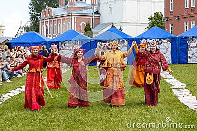 Outdoor show of collection of handmade dresses Editorial Stock Photo