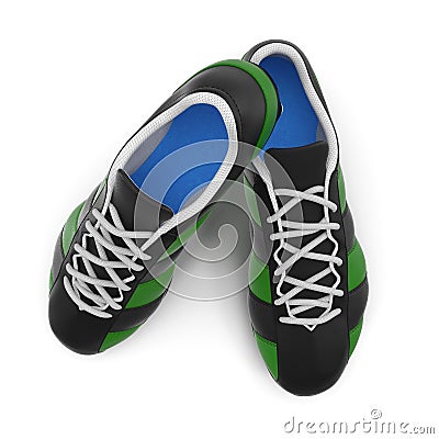 Outdoor soccer cleats shoes on white. 3D illustration Cartoon Illustration