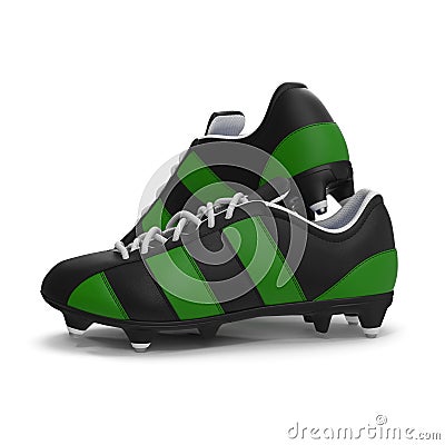 Outdoor soccer cleats shoes on white. 3D illustration Cartoon Illustration