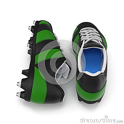 Outdoor soccer cleats shoes on white. 3D illustration Cartoon Illustration