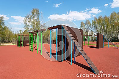 Outdoor sports ground, training obstacle course Stock Photo