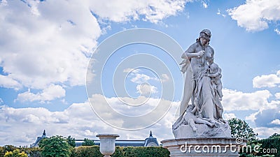 Outdoor statue of Jardin des Tuileries, Montmartre, Paris. Editorial Stock Photo