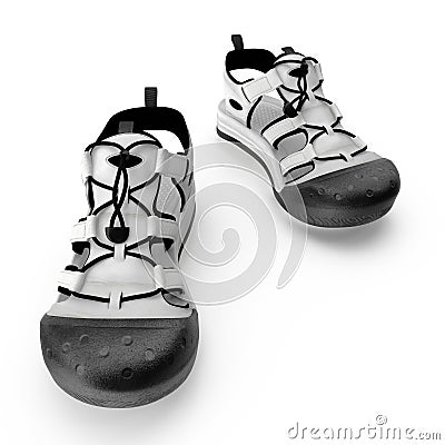 Outdoor summer sandal isolated on white. 3D illustration Cartoon Illustration