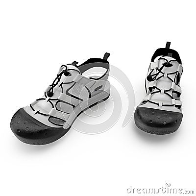 Outdoor summer sandal isolated on white. 3D illustration Cartoon Illustration