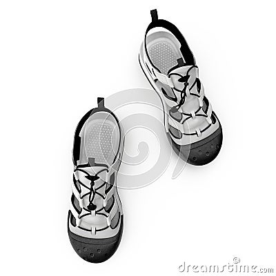 Outdoor summer sandal isolated on white. Top view. 3D illustration Cartoon Illustration