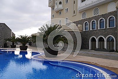 Outdoor swimming pool in the hotel Bogatyr in Adler Editorial Stock Photo