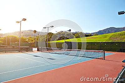 Outdoor tennis court with nobody in Malibu Stock Photo