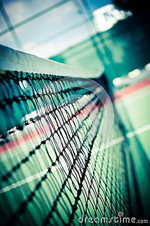 Outdoor Tennis Net Shallow Depth of View Stock Photo