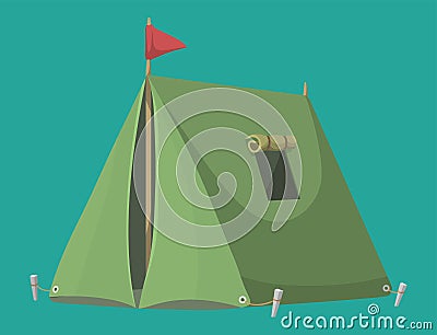 Outdoor tent vector illustration nature leisure travel activity adventure tourism forest campsite shelter. Vector Illustration