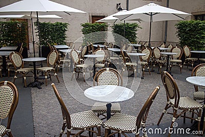 Outdoor terrace of restaurant Stock Photo