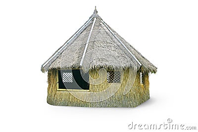 Outdoor tiki hut, beach hut bar, hay thatch hut, tribal hut, straw beach bar, tropical bungalow Stock Photo