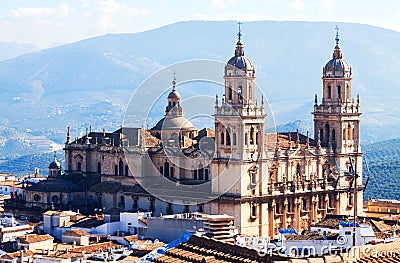 Outdoor view of Renaissance style Cathedral in Jaen Stock Photo