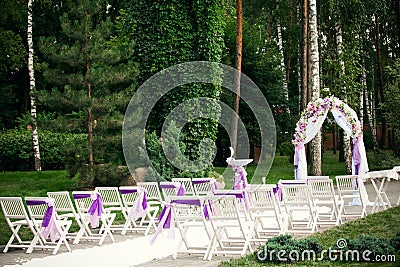 Outdoor wedding ceremony decoration Stock Photo