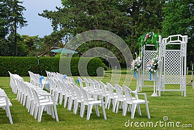 Outdoor Wedding setup Stock Photo