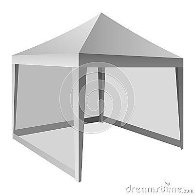 Outdoor white tent mockup, realistic style Vector Illustration