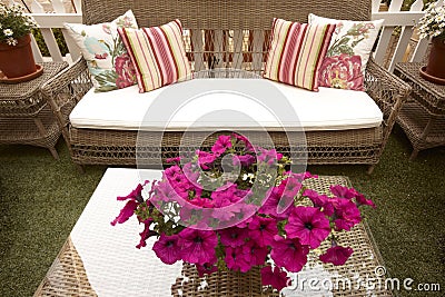 Outdoor Wicker forniture Stock Photo