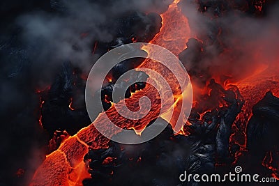 Hot lava volcano danger heat nature hawaii magma red outdoors geology eruption Stock Photo